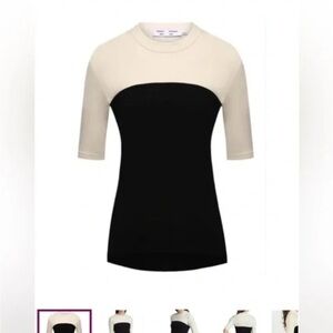 Proenza Schouler White Label - Black and Cream Short Sleeve Top